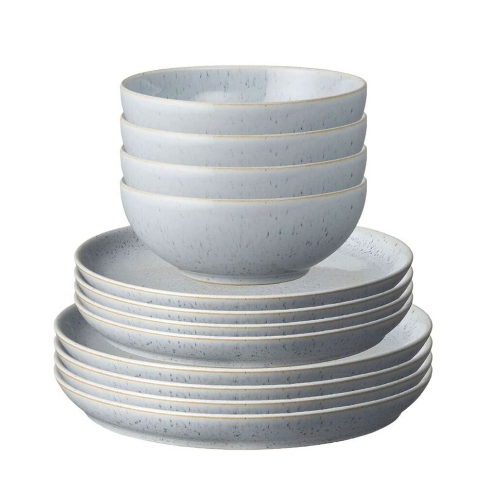 Denby Studio Pebble 12-Pc. Dinnerware Set - Service for 4 Medium Blue - NIB